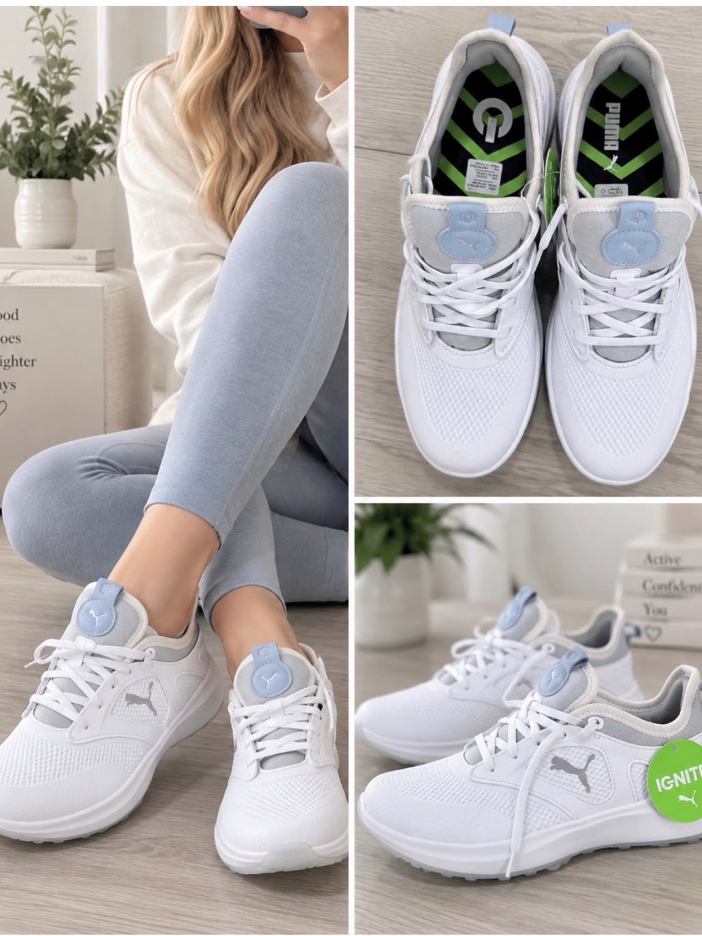 PUMA White & Light Gray Athletic Sneakers